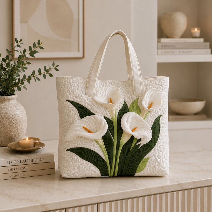 Sac fourre-tout matelassé - Lys Calla Blanc
