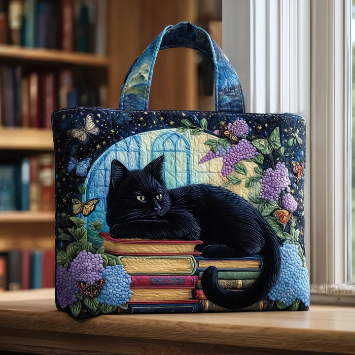 Sac Fourre-Tout Matelassé - Chat Noir sur Livres