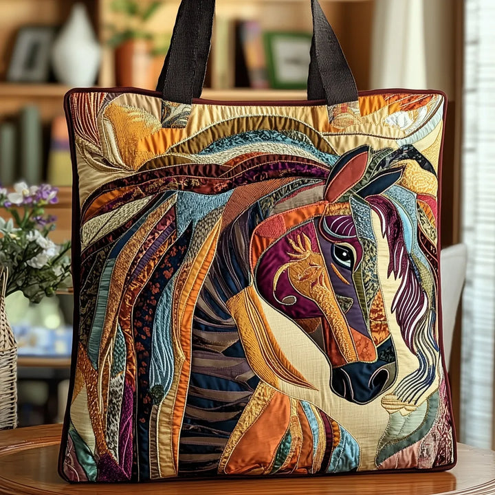 Sac fourre-tout matelassé - Cheval mosaïque multicolore