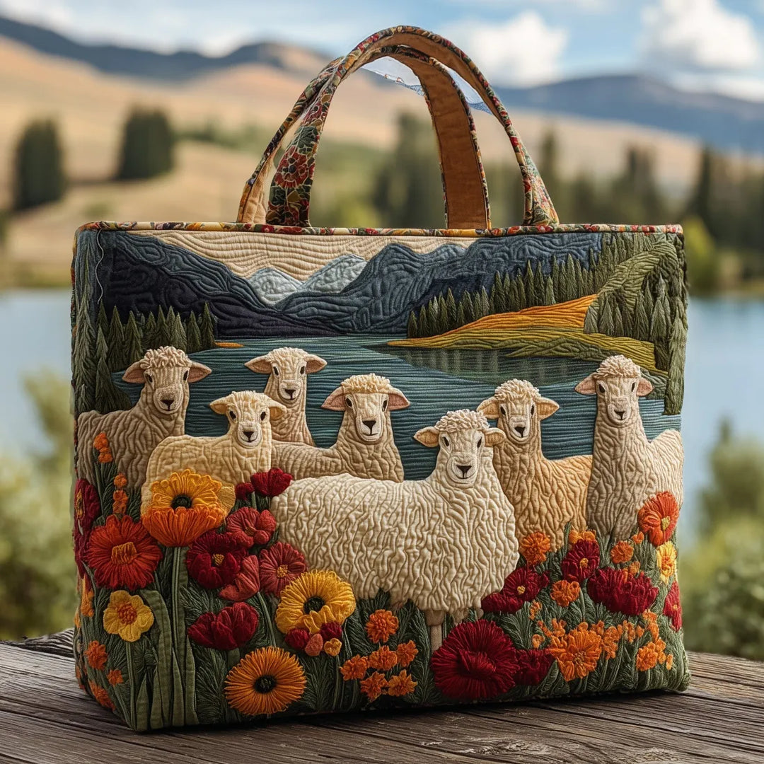 Sac fourre-tout matelassé - Mouton au bord du lac