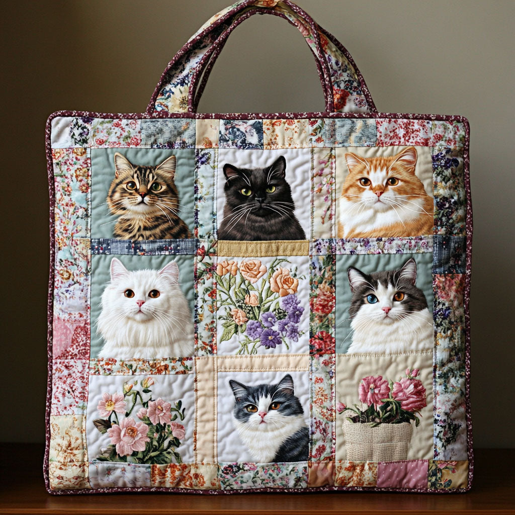 Sac fourre-tout matelassé Cozy Flower Cat WN0611035CL