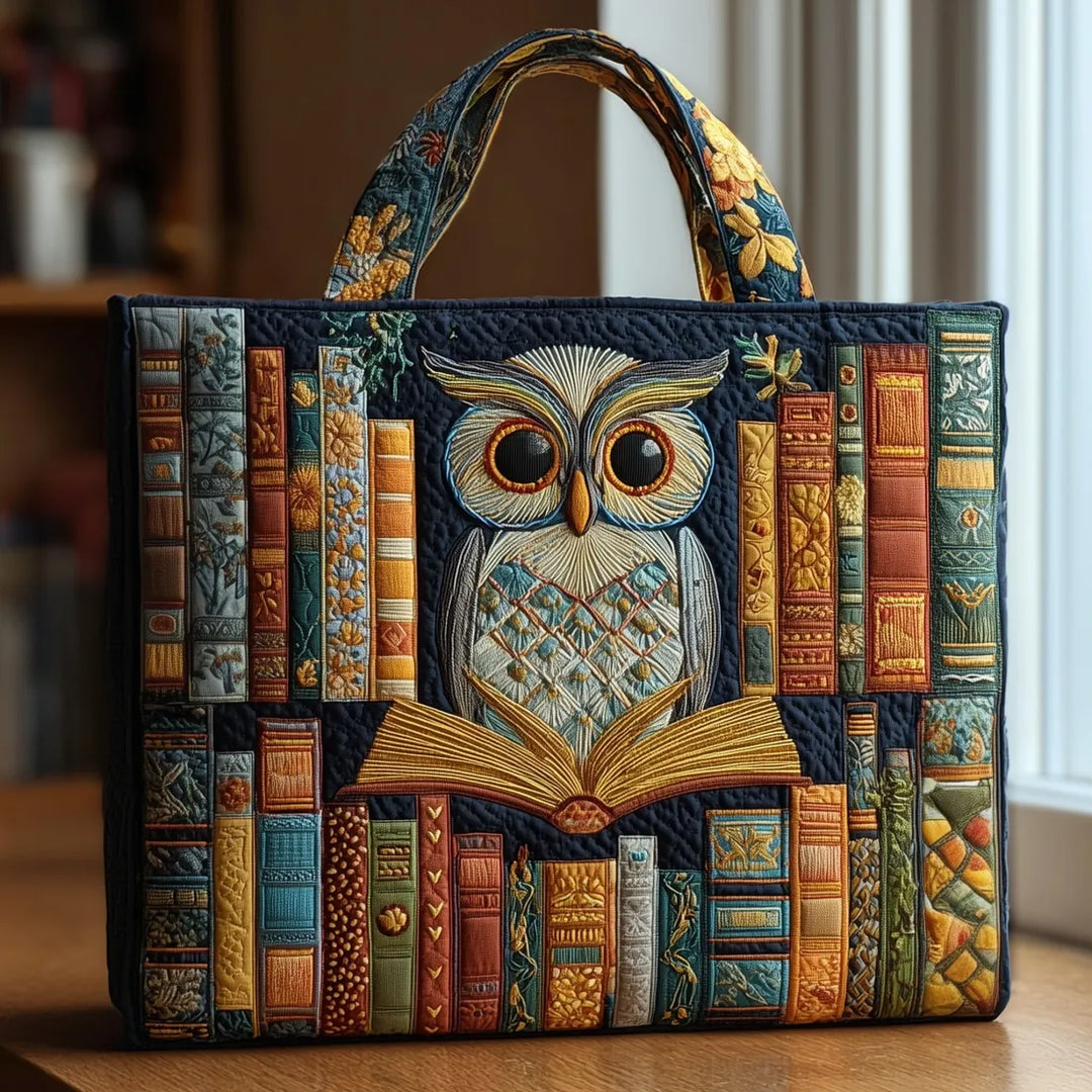 Sac fourre-tout matelassé - Hibou et livres anciens