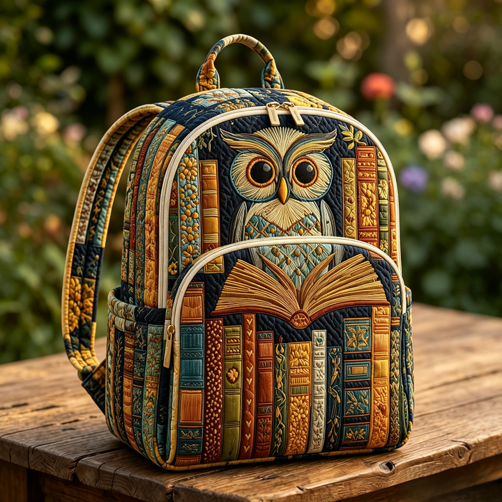 Sac à dos matelassé Hibou Sage & Livres