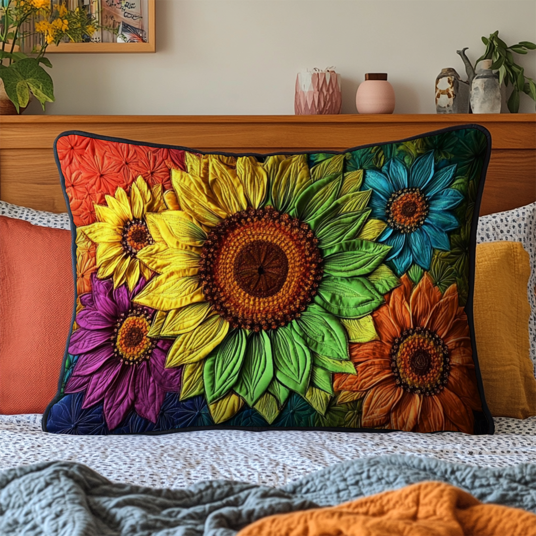 Housse de Coussin Matelassée Élégante Tournesols NCU0NT5787