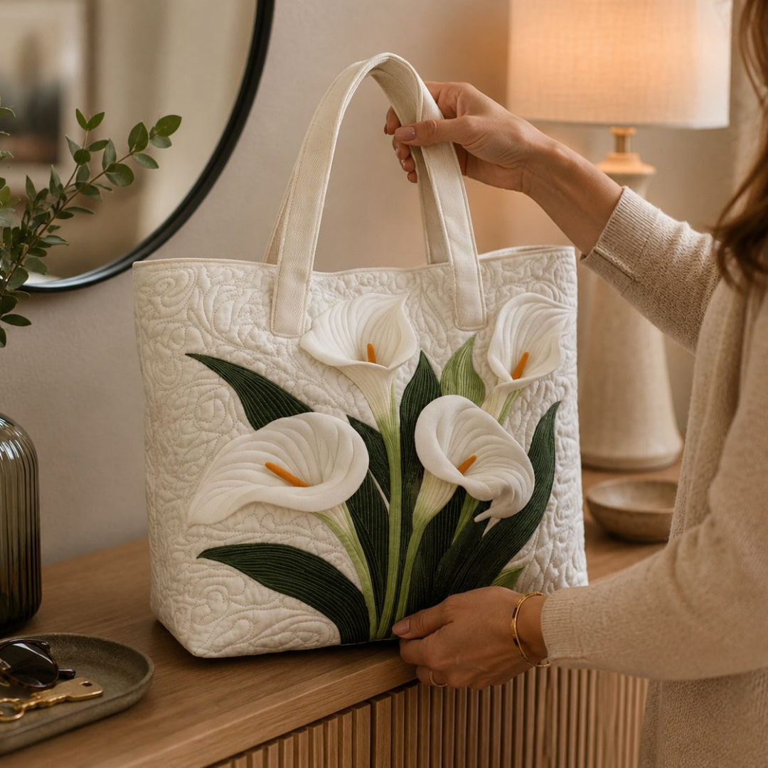 Sac fourre-tout matelassé - Lys Calla Blanc
