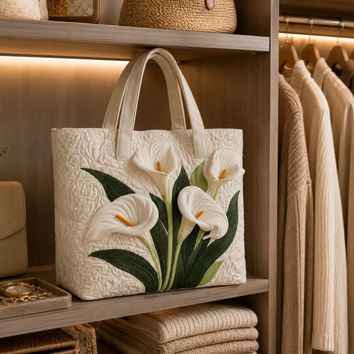 Sac fourre-tout matelassé - Lys Calla Blanc