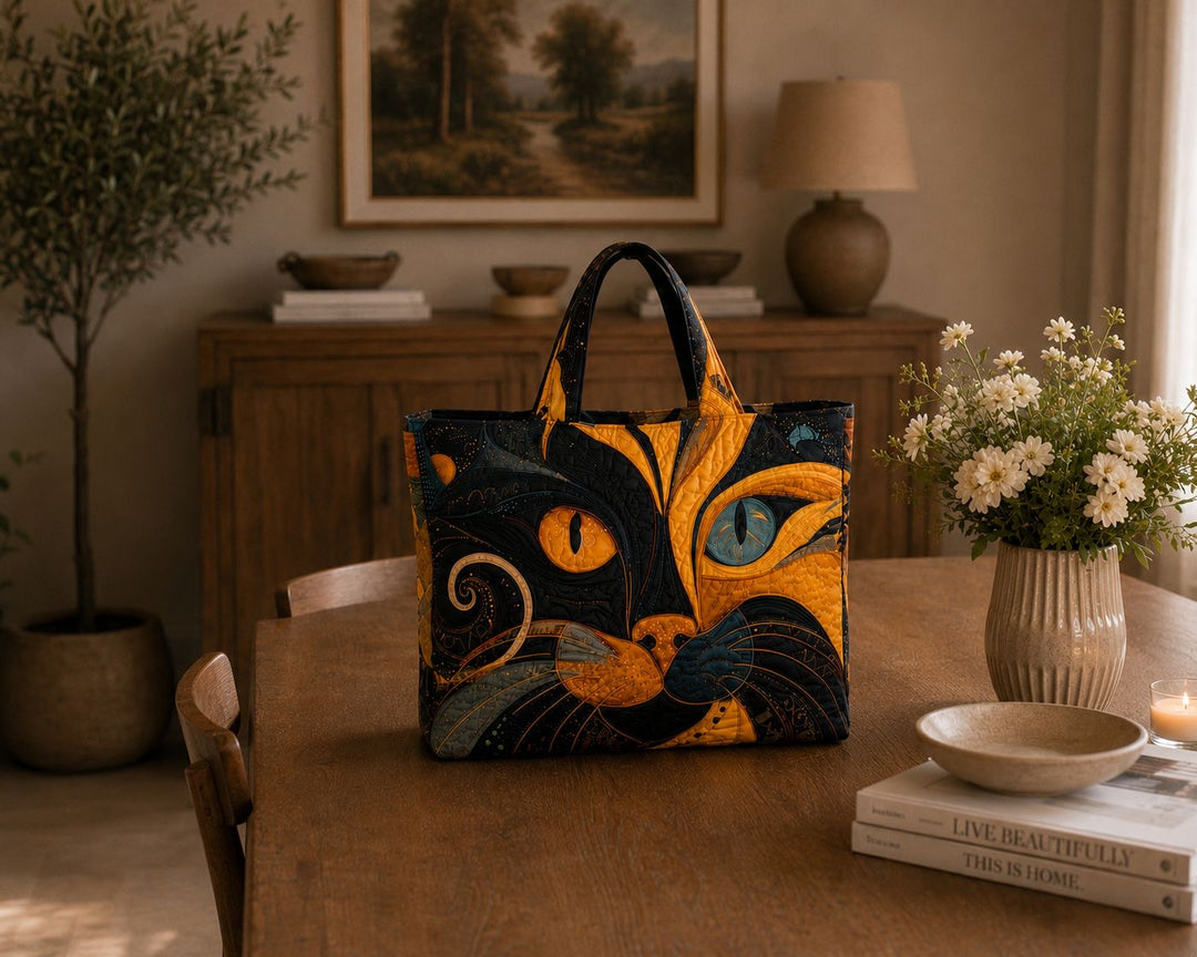 Sac fourre-tout matelassé - Chat mystique