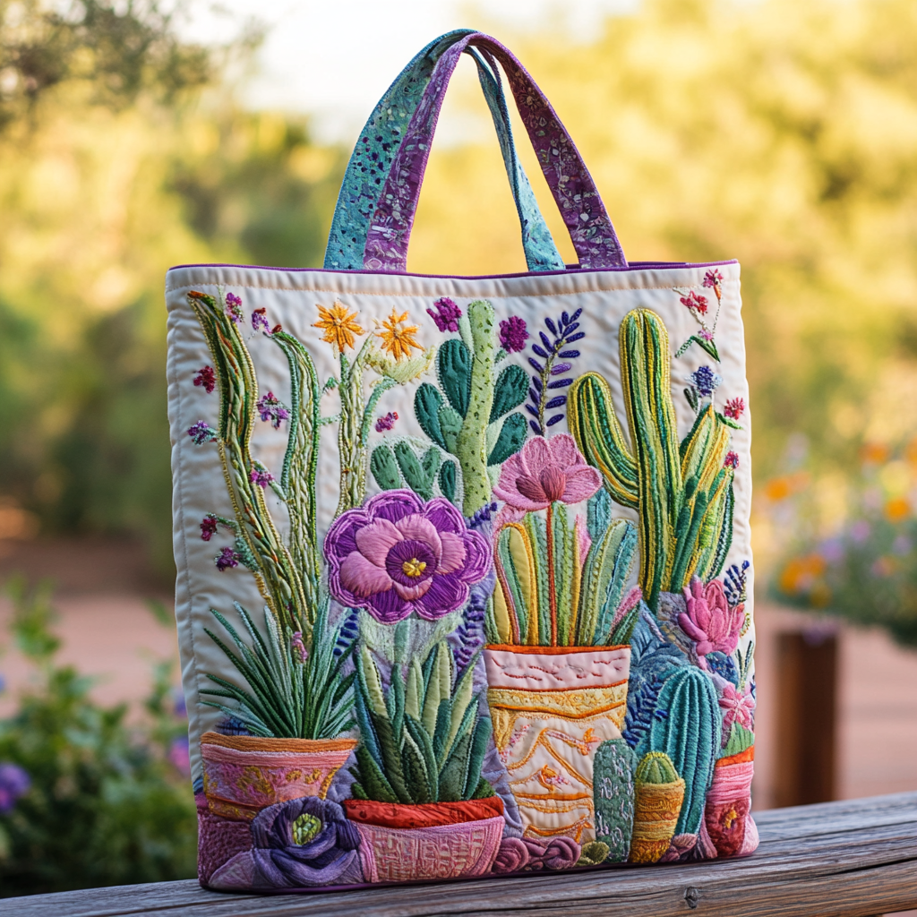 Cactus et Succulentes XR0212004CL Sac Cabas Matelassé