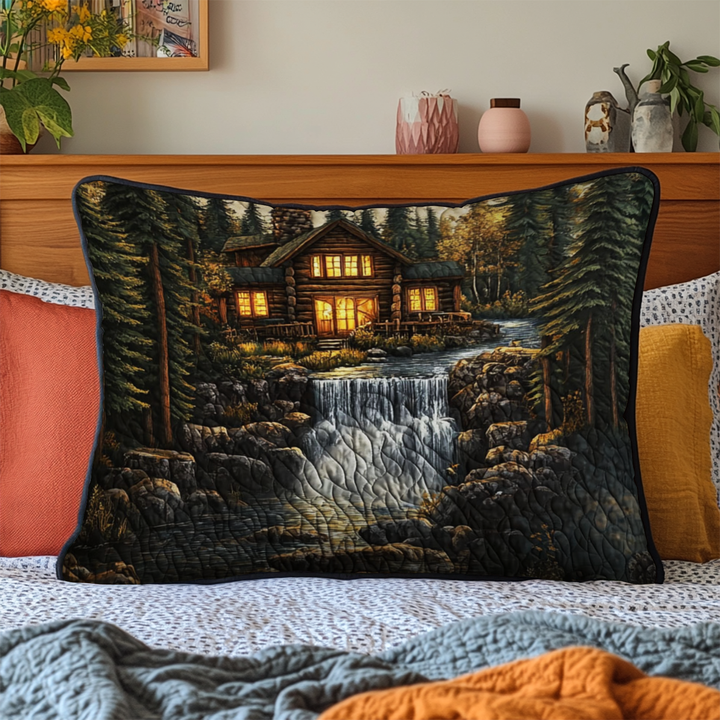 Housse de Coussin Matelassée Cabane en Forêt NCU0NT6043