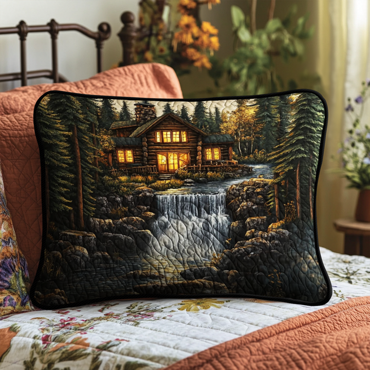 Housse de Coussin Matelassée Cabane en Forêt NCU0NT6043