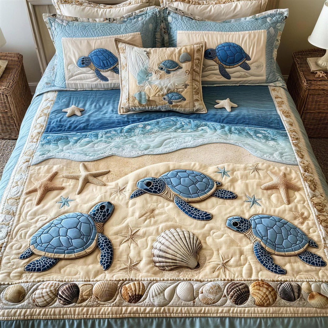 Ensemble de literie matelassé 3 pièces Tortue