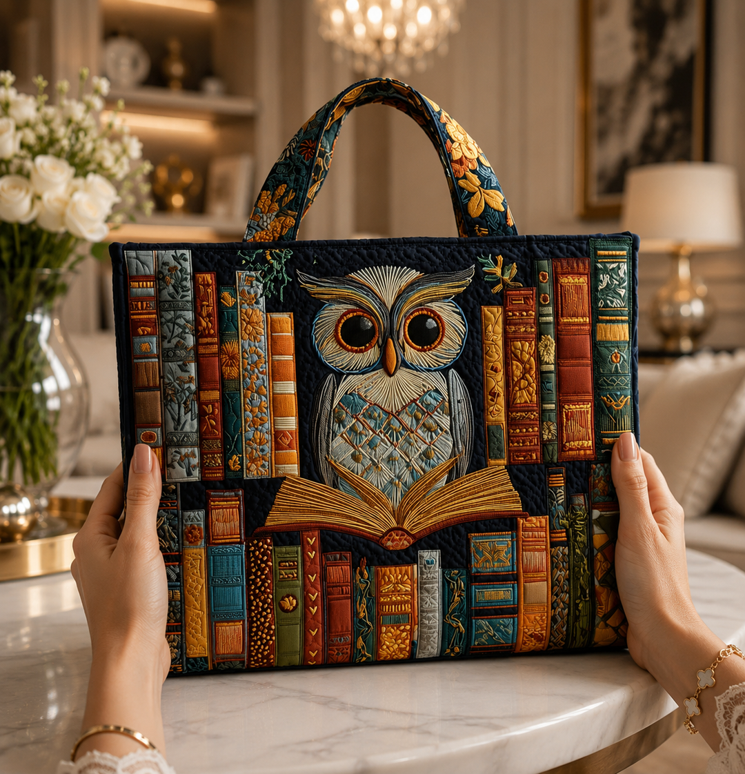 Sac fourre-tout matelassé - Hibou et livres anciens