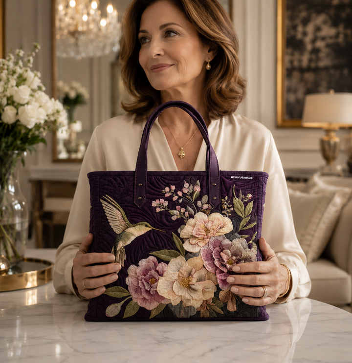 Sac fourre-tout matelassé - Colibris et Orchidées