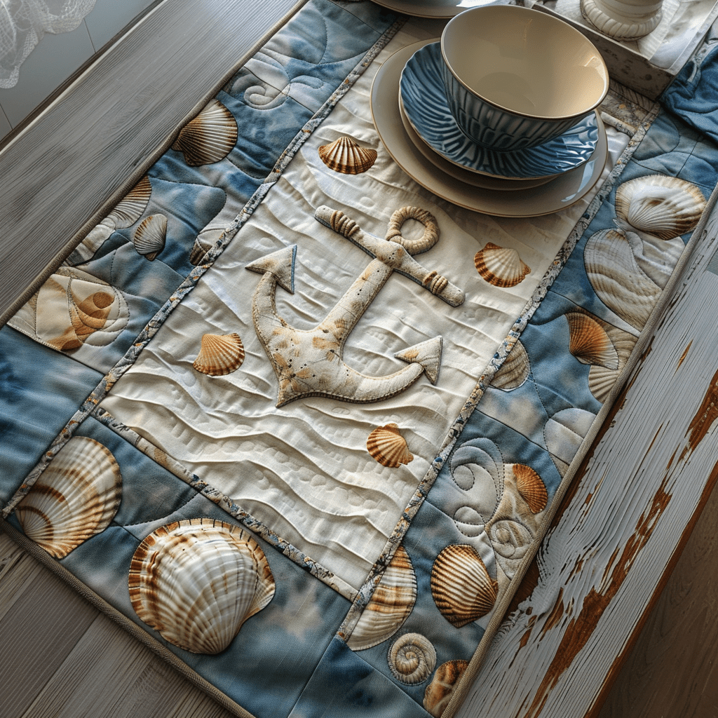 Chemin de Table Matelassé Anchors Away NCU0TH301