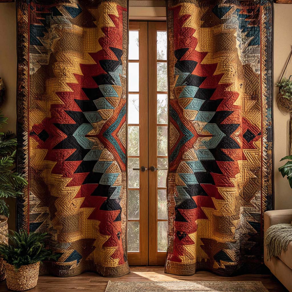 Rideaux Matelassés en Grès Tribal Ancien NCU0XD1874