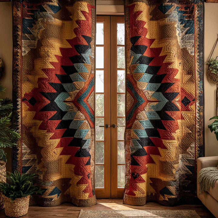 Rideaux Matelassés en Grès Tribal Ancien NCU0XD1874