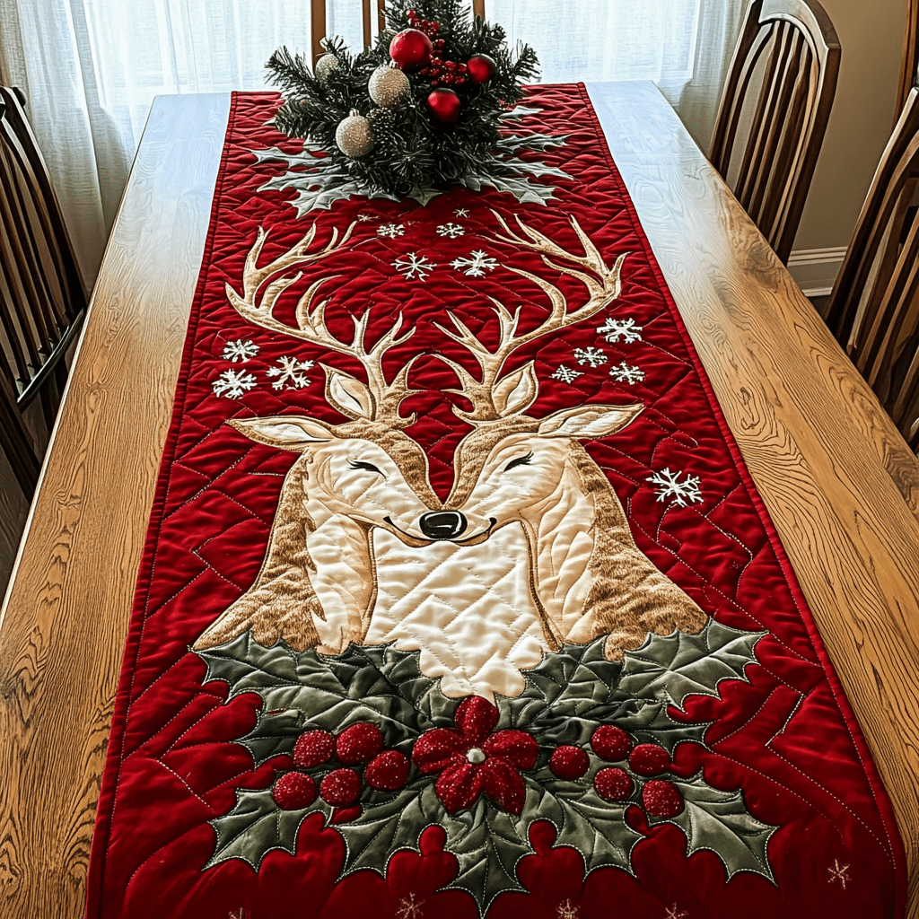 Nappe Quiltée Magie d'Hiver avec Antlers NCU0DK1424