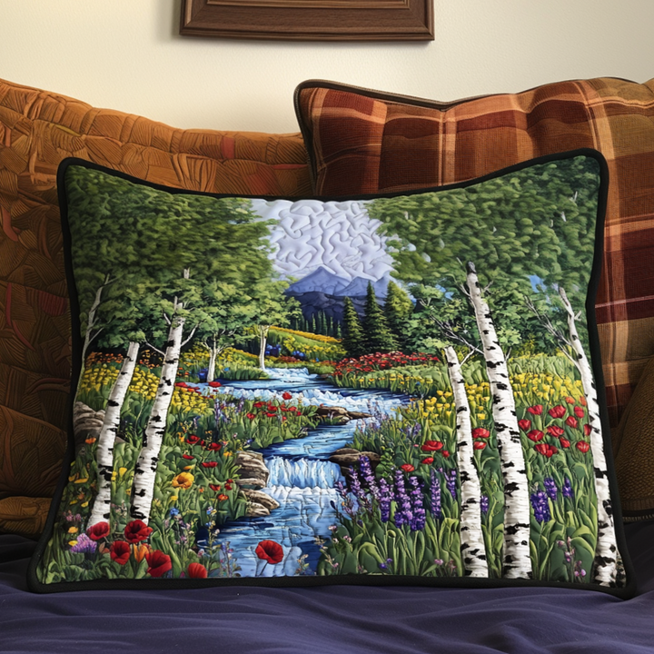 Housse de Coussin Matelassée Chemin de Fleurs Sauvages d'Aspen NCU0NT5986