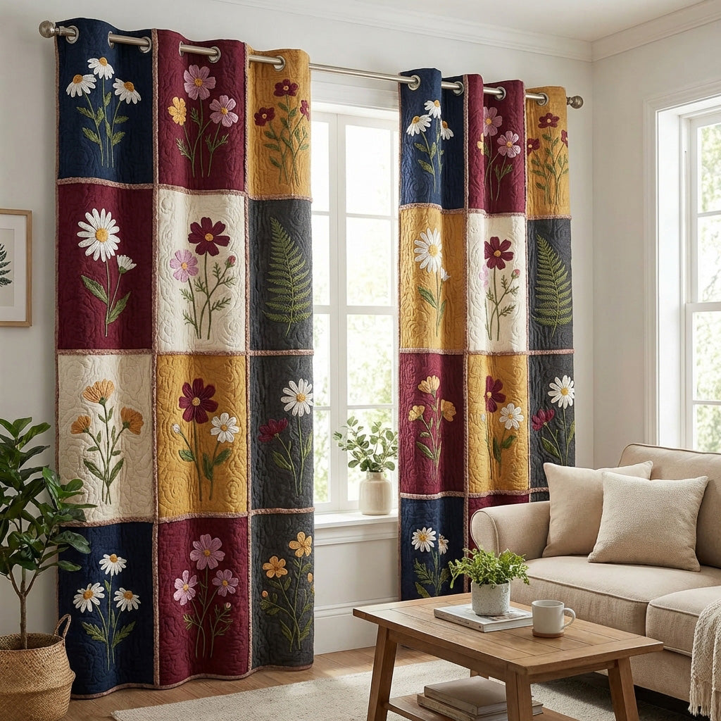 Rideaux Matelassés de Fleurs Sauvages d'Automne NCU0TV1757
