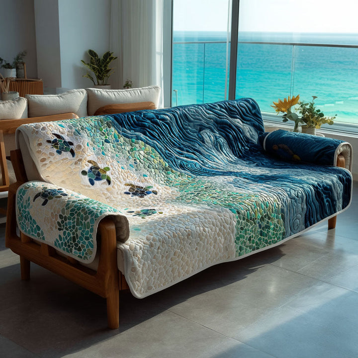 Housse de canapé matelassée Azure Waves Turtle
