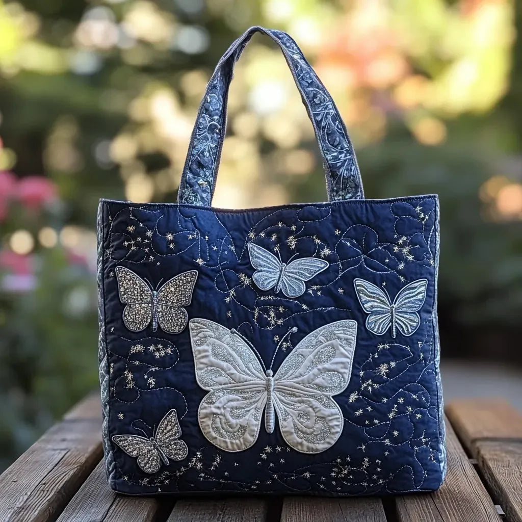 Sac fourre-tout matelassé - Papillon argenté