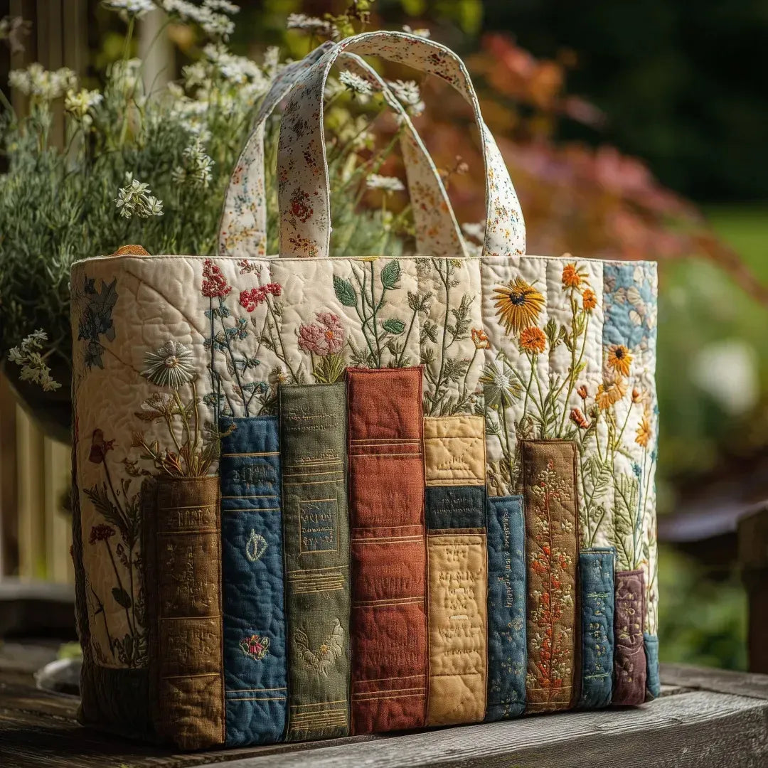 Sac fourre-tout matelassé - Livres et Fleurs