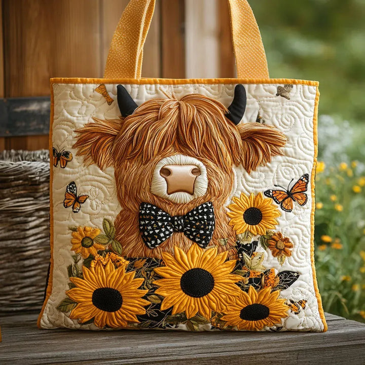 Sac fourré - Vache des Highlands avec des tournesols