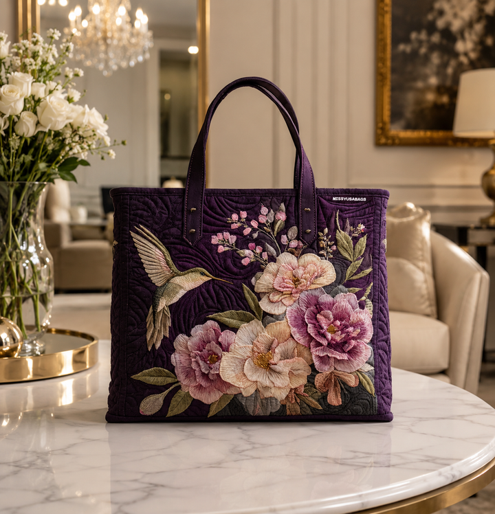Sac fourre-tout matelassé - Colibris et Orchidées