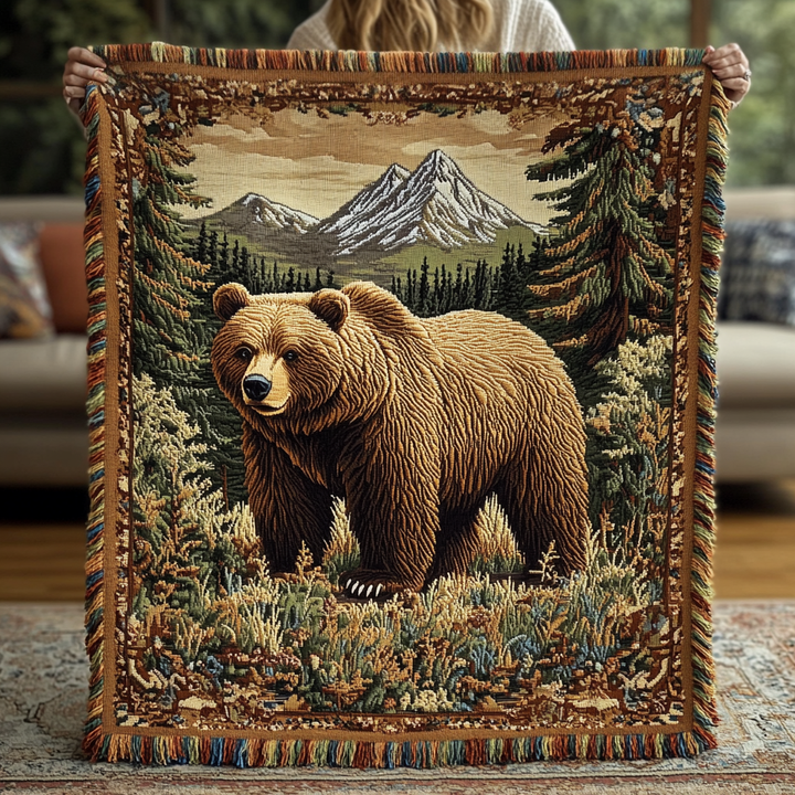 Couverture en Tissage avec Charme d'Ours