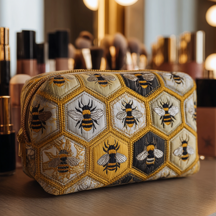 Trousse de Maquillage Matelassée Jardin d'Abeilles