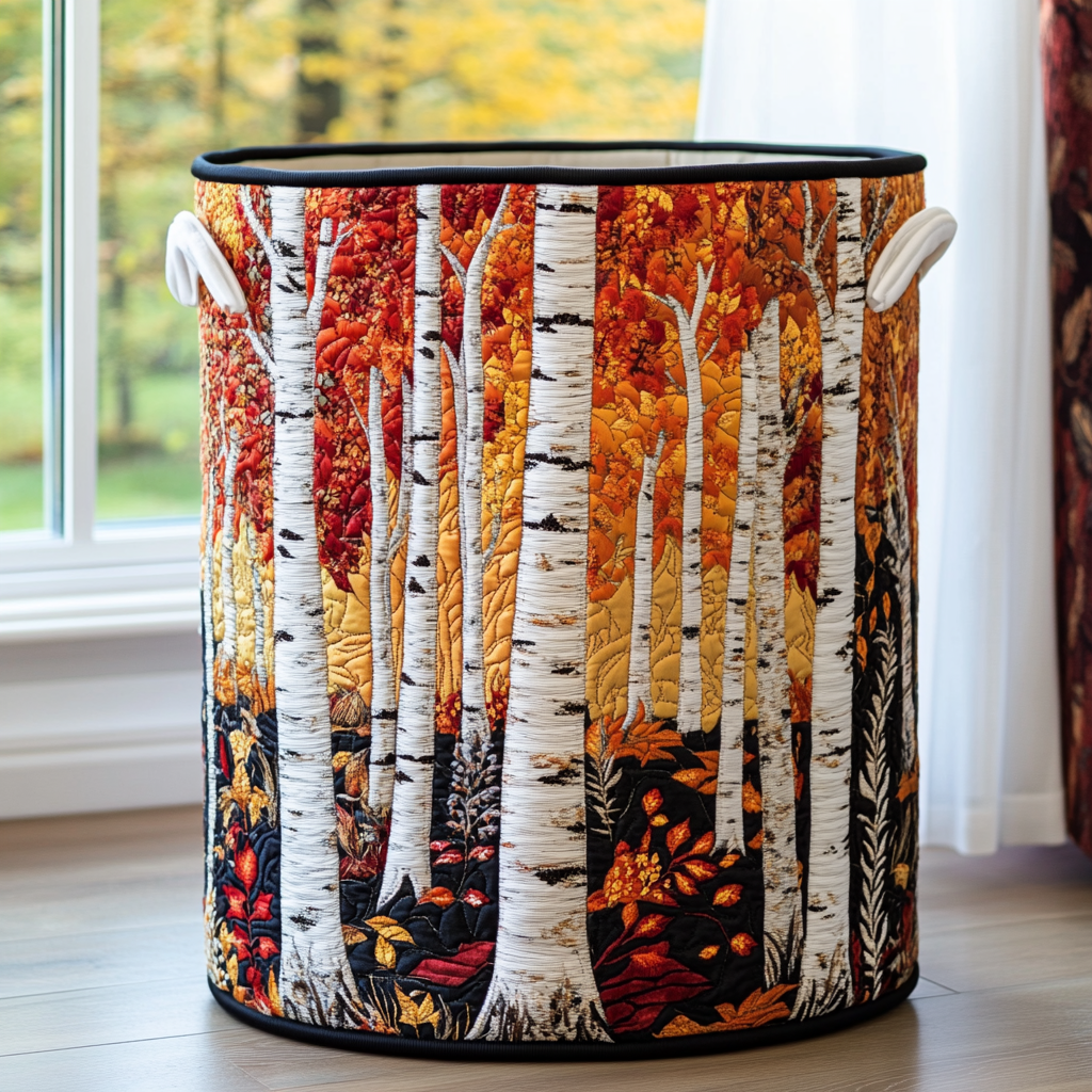 Panier à Linge Matelassé Feuilles de Bouleau NCU0DDK874