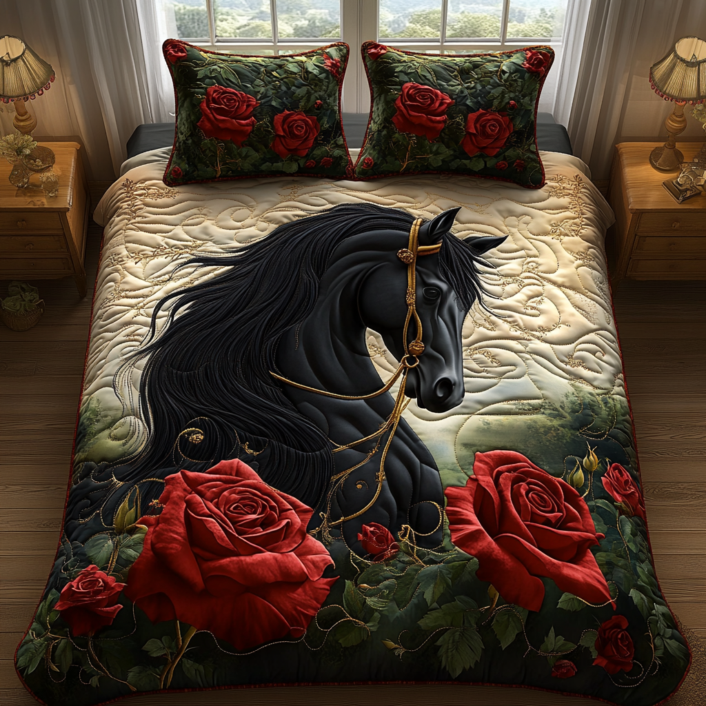 Ensemble de literie matelassée 3 pièces Cheval