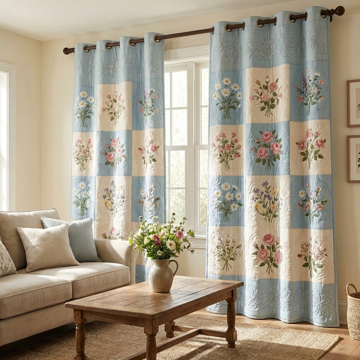 Rideaux Matelassés Bleu Prairie NCU0TV1748