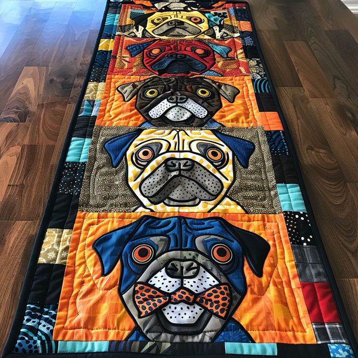 Art de la table en Pug en relief, chemin de table matelassé NCU0TH166