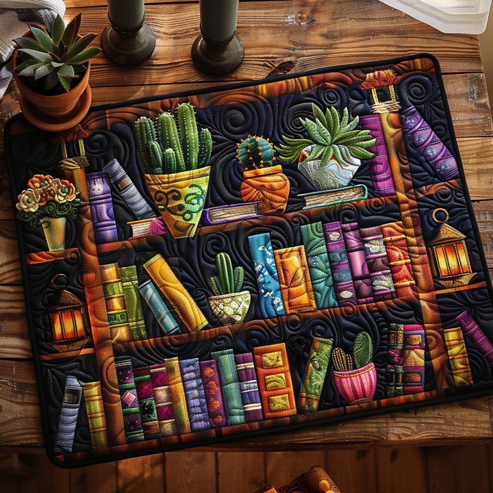 Tapis de Table Matelassé Livres et Fleurs NCU0TH548