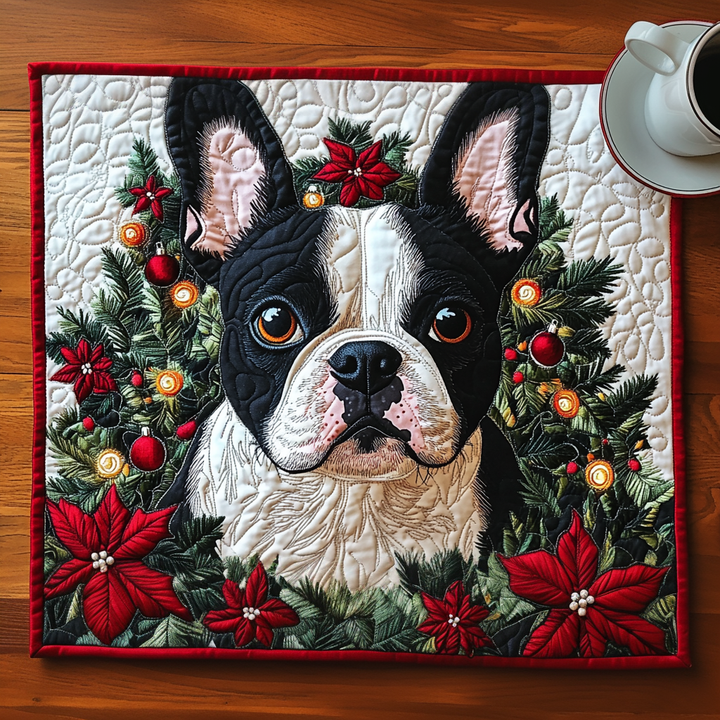 Boston Terrier Esprit de Noël Nappe Matelassée NCU0DV2137
