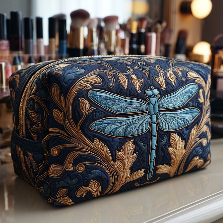 Trousse de Maquillage Matelassée Libellule Brillante