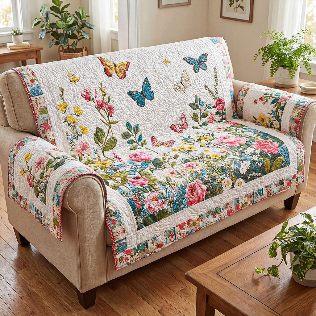 Housse de canapé matelassée Rêve de jardin de papillons