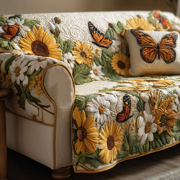 Housse de canapé matelassée Jardin de papillons
