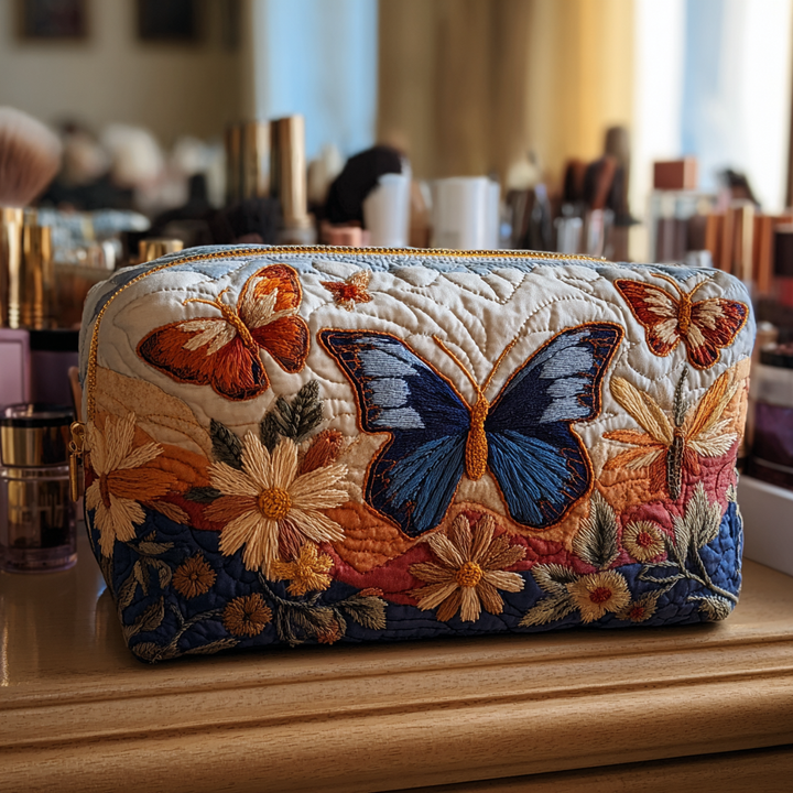 Trousse de maquillage matelassée Butterfly Grace