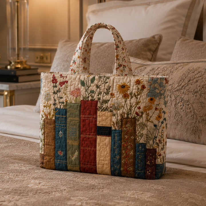 Sac fourre-tout matelassé - Livres et Fleurs