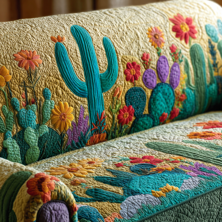 Housse de canapé matelassée Cactus Sunset