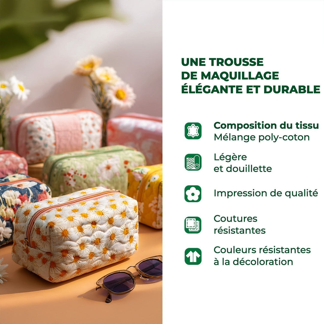 Trousse de Maquillage Matelassée Jardin de Papillons