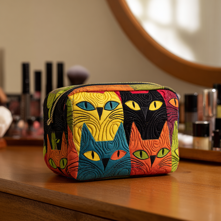 Sac de Maquillage Matelassé Chat Magique