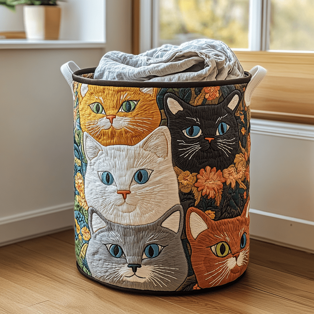 Panier à Linge Matelassé Chat Prairie NCU0DDK803