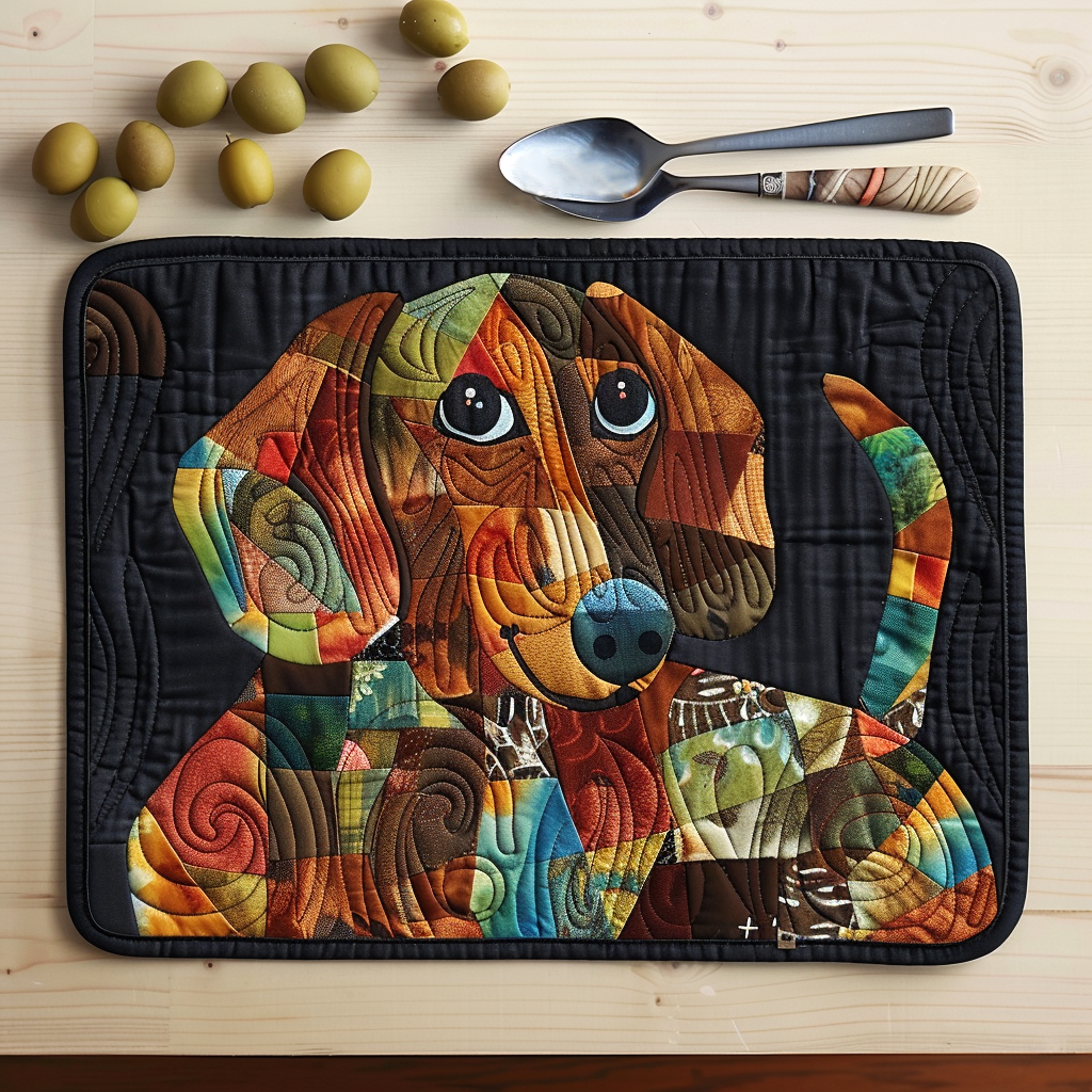 Sourire Joyeux Automne Dachshund Sous-plat Matelassé NCU0TH004