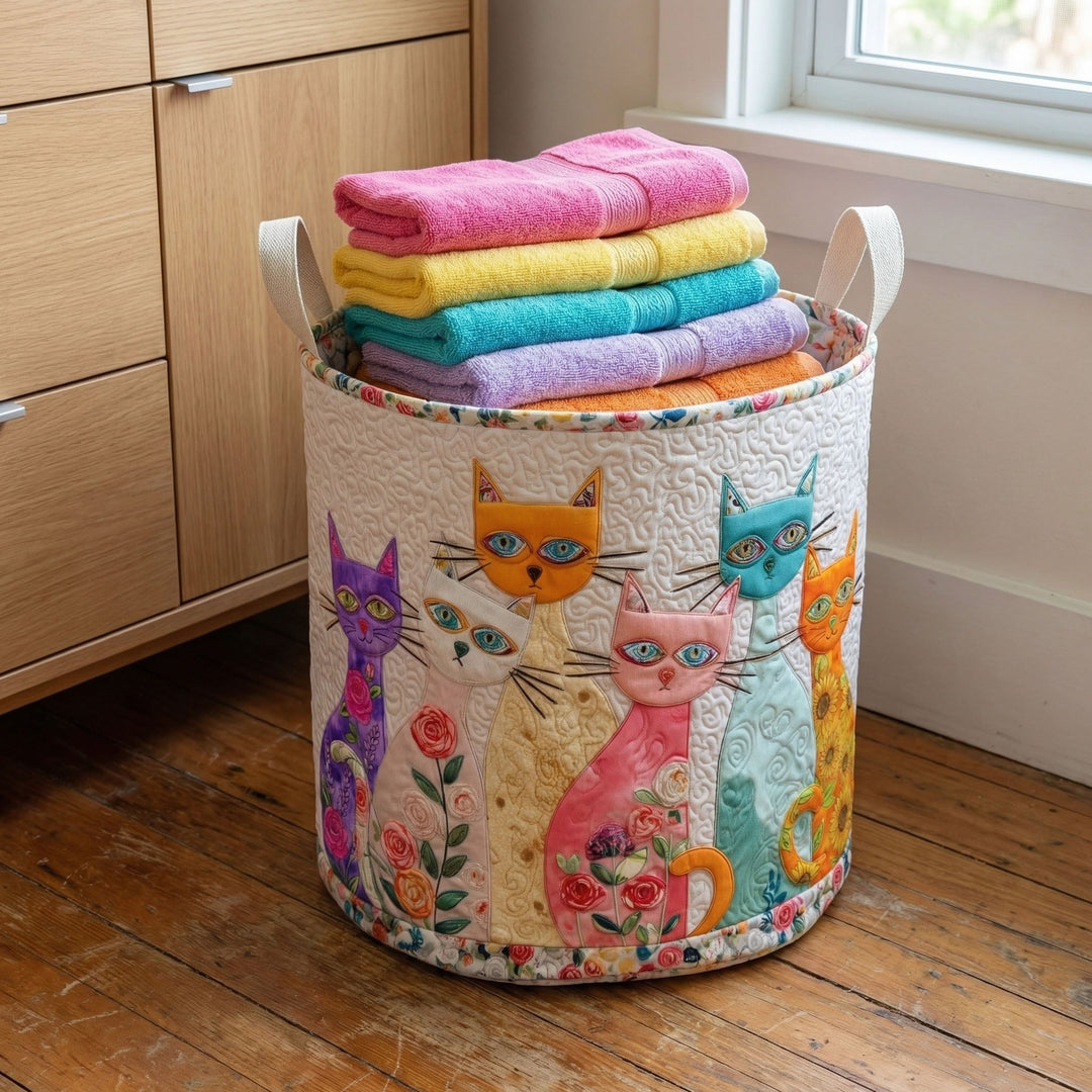 Panier à Linge Matelassé Chat Joyeux NCU0PTT3034