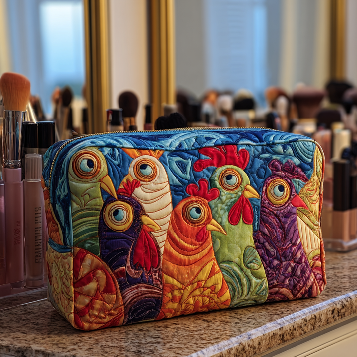 Trousse de maquillage matelassée Jardin de Poulet