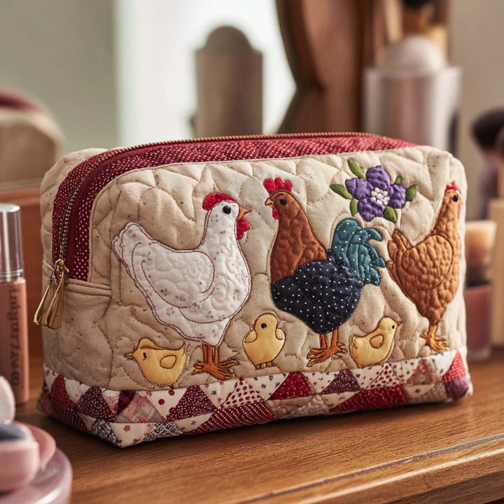 Trousse de Maquillage Matelassée Poule