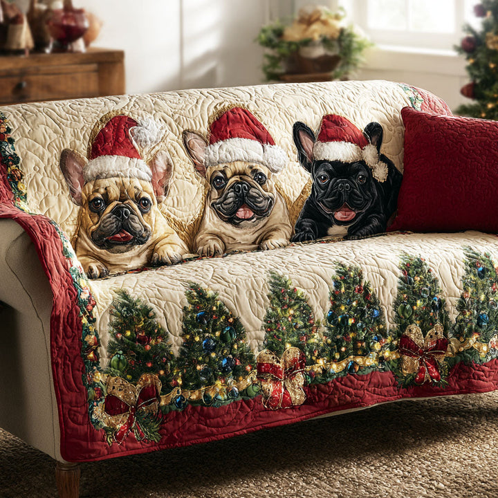Housse de Canapé Matelassée Christmas Frenchies